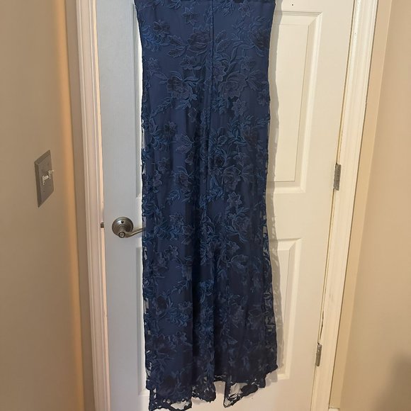 La Femme Blue Embroidered Gown - Picture 8 of 8